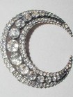 French Silver Crescent Brooch