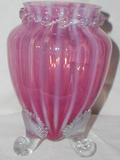 Cranberry & Vaseline Glass Vase