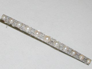Edwardian Pearl & Diamond Brooch