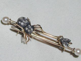Victorian Spider & Fly Diamond Brooch