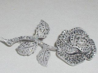 Silver Marquisette Rose Brooch