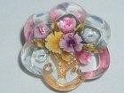 Lucite Brooch Floral Carving