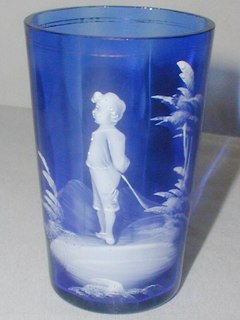 Mary Gregory Blue Glass Beaker