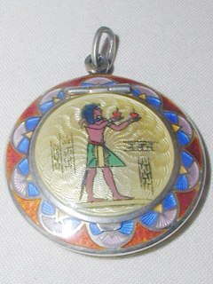 Silver Enamelled Egyptian Compact