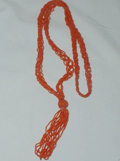 Flapper Faux Coral Tassel Necklace