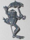 Silver Marquisette Frog Brooch