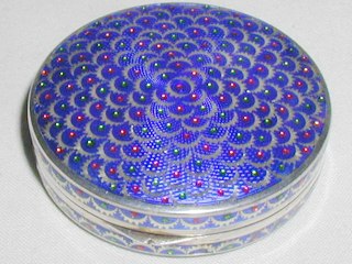French Silver Enamelled Compact
