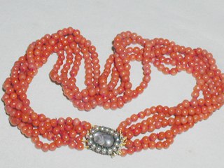 Coral Necklace Pearl Clasp