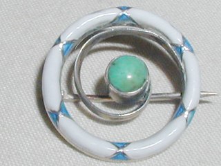 Silver Enamel Turquoise Brooch