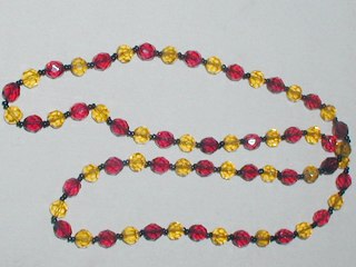 Red & Amber Glass Bead Necklace