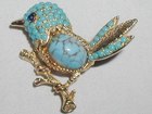 Faux Turquoise Bird Brooch