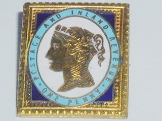 Enamelled Stamp Brooch