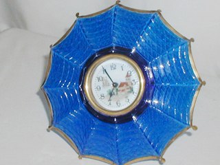 Blue Glass Novelty Umbrella Clock