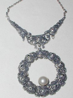Silver Marquisette Rose Necklace