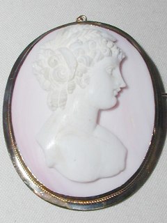 Pink Coral Cameo Brooch
