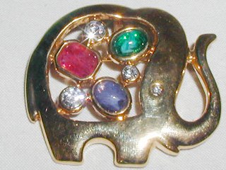 Jewelled Elephant Brooch
