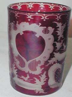 Etched Ruby Glass Victorian