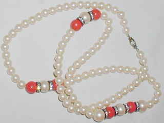 Faux Pearl Coral Necklace