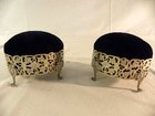 Pair of Electroplated pierced oval pin cushions
