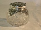 Silver and cut crystal dressing table lidded jar