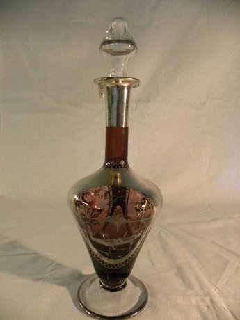Venetian glass decanter with silver decoration