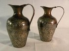 Pair of brass/bronzed jugs