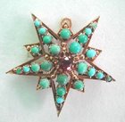 Garnet & Turquoise Star Brooch Pendant