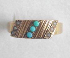 Victorian 18 ct Gold, Pearl & Turquoise Ring