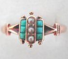 Victorian Turquoise & Pearl Gothic Ring
