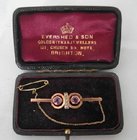 9 ct Gold Amethyst and Pearl Bar Brooch
