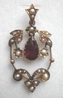 Garnet and Pearl Lavaliere Pendant