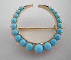 Turquoise Crescent Brooch