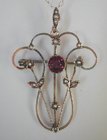 9 ct Gold Amethyst & Pearl Lavaliere Pendant