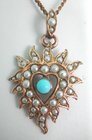 Pearl and Turquoise Flame Pendant