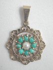 9 ct Gold, Turquoise and Pearl Pendant