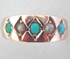15 ct Gold Turquoise and Pearl Ring