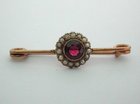9 ct Gold Garnet and Pearl Brooch