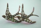 Silver Gilt and Pearl Swallow Brooch