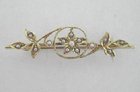 15 ct Gold Flower and Pearl Brooch