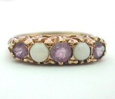 9ct Gold Opal and Amethyst Ring
