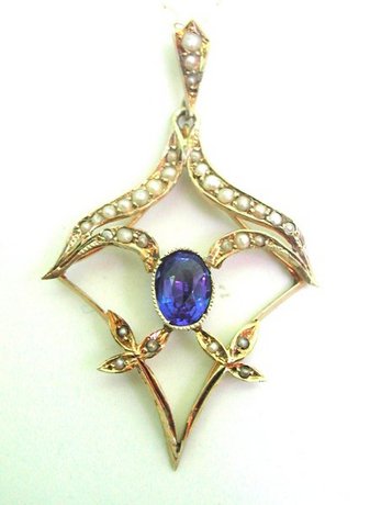 Sapphire and Pearl Pendant