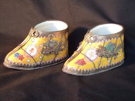 Pair Of Chinese Porcelain Models Of Shoes For Bound Feet