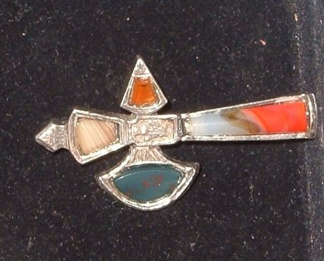 Scottish Agates Axe Brooch or Plaid Pin - MIRACLE