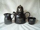 Carltonware Policeman Teapot w/Lid, Milk Jug, Sugar Bowl