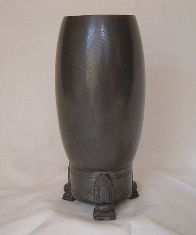 Art Deco Period English Pewter Vase on Odeon Style Feet