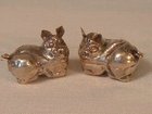 Pair of Small Silver Boxes in Form of Pigs .999 Standard Silver