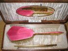 Enamel and Silver Hairbrush And Comb Set