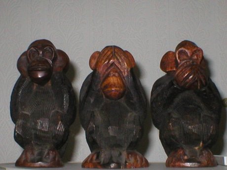 Hand Carved Wood Three Wise Monkeys