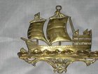 Vintage Ship Galleon Solid Brass Pipe Holder
