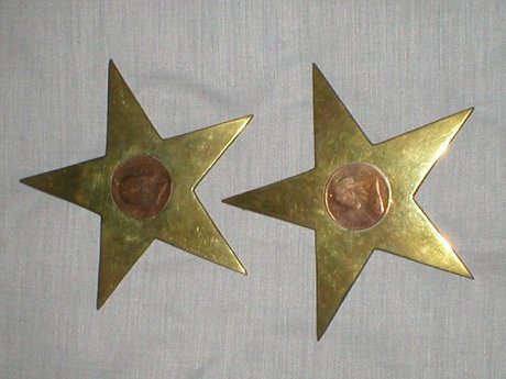 Trench Art Solid Brass Copper Coin Star (1 Pair)